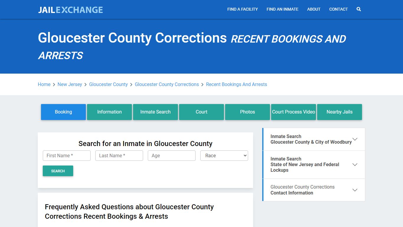 Gloucester County Corrections Recent Bookings And Arrests - Jail Exchange